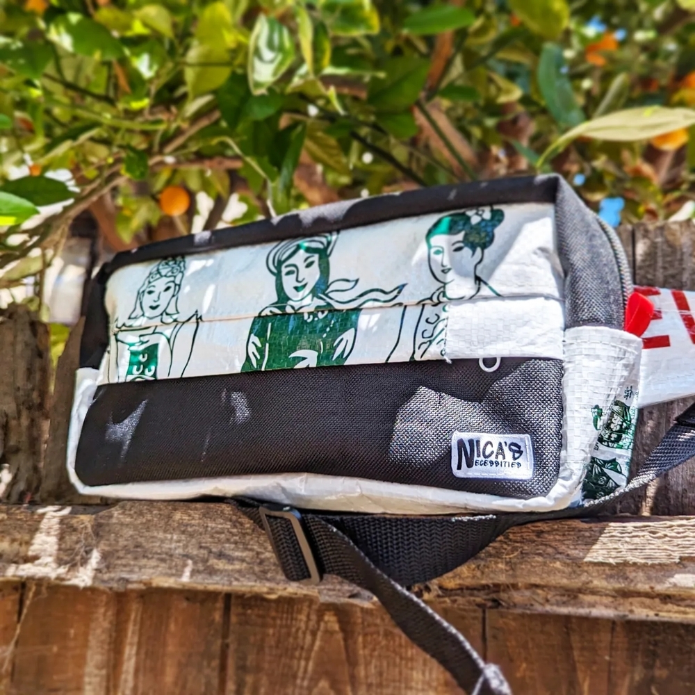Fanny Pack Upcycled from Rice Bags - Handmade by Nica's Necessities